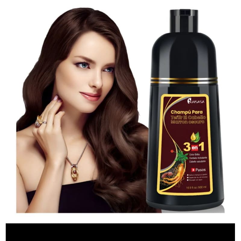 Shampoo de tintura de cabelo 3 em 1 - COR MARROM ESCURO 500ml