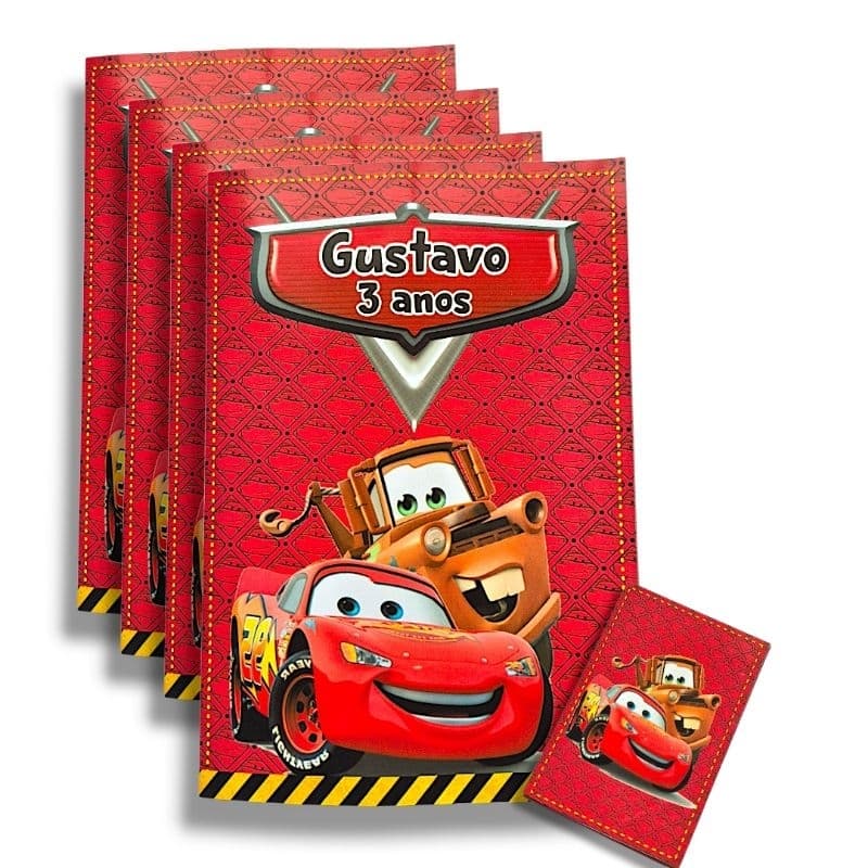 Livrinho de Colorir + Giz de Cera Personalizado Tema Carros