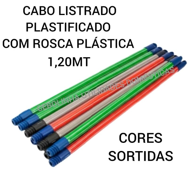KIT COM 06 OU 03 CABOS PARA  VASSOURAS E RODOS 1,20M COM ROSCA PLÁSTICA