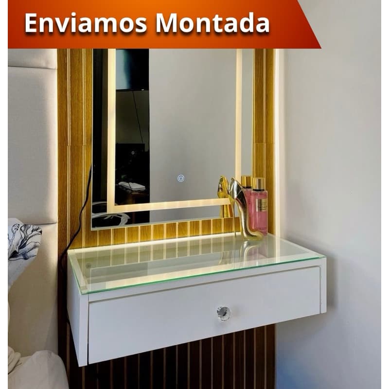 Penteadeira de Vidro C/Divisorias  Escrivaninha Camarim