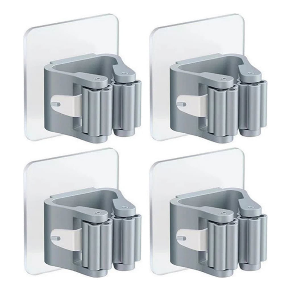 Kit Com 4, 8 Ou 12 Suportes Adesivo Gancho Para Vassoura Mop Rodo Organizador Sem Furar Parede