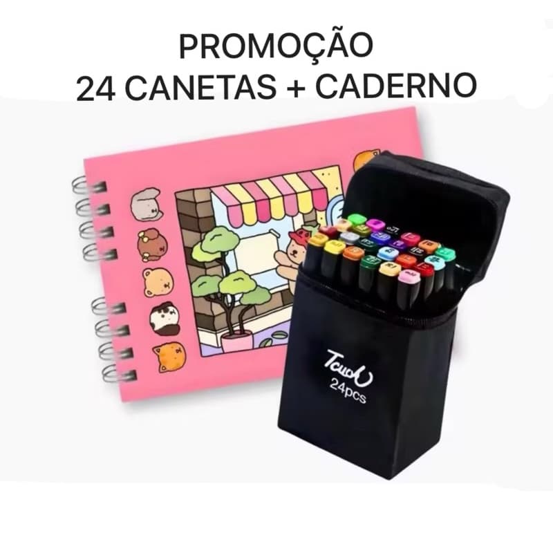 Kit de Livro de Colorido 48 Folhas + Jogo De Caneta Marcadora 12/24/48/ Cores