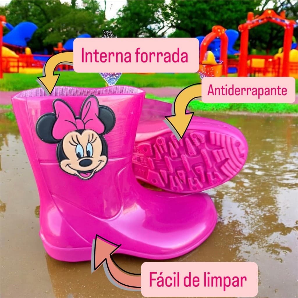 Galocha Infantil Feminina Minie 19 AO 34 Bota Impermeavel Bota Galocha