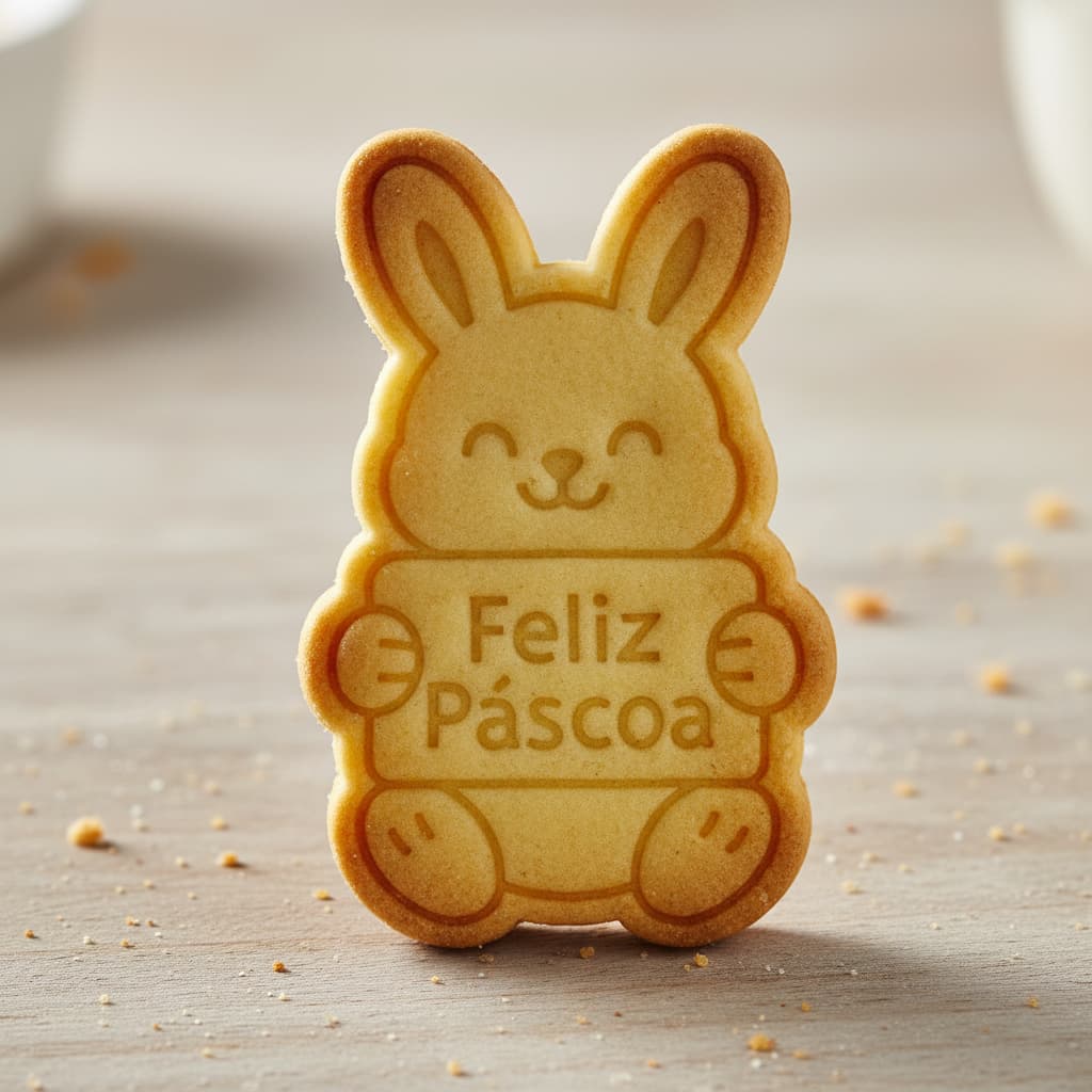 Cortador e Marcador para Biscoitos, Pasta Americana e outros - Páscoa | Coelho Feliz Páscoa | tamanho 9,5 cm