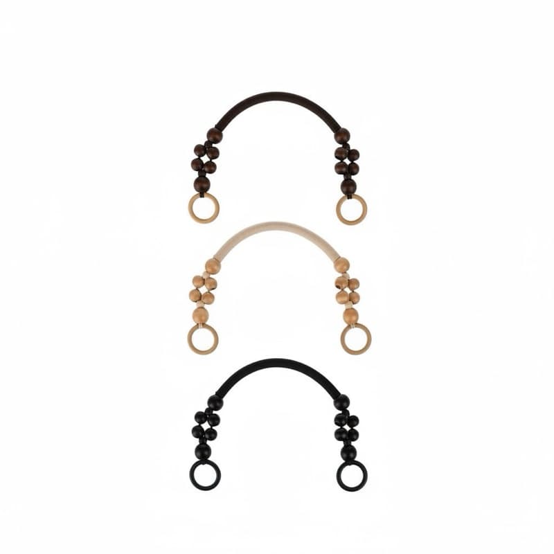 Alça para Bolsa - Bola Madeira com Cordão - 46 cm - Unid