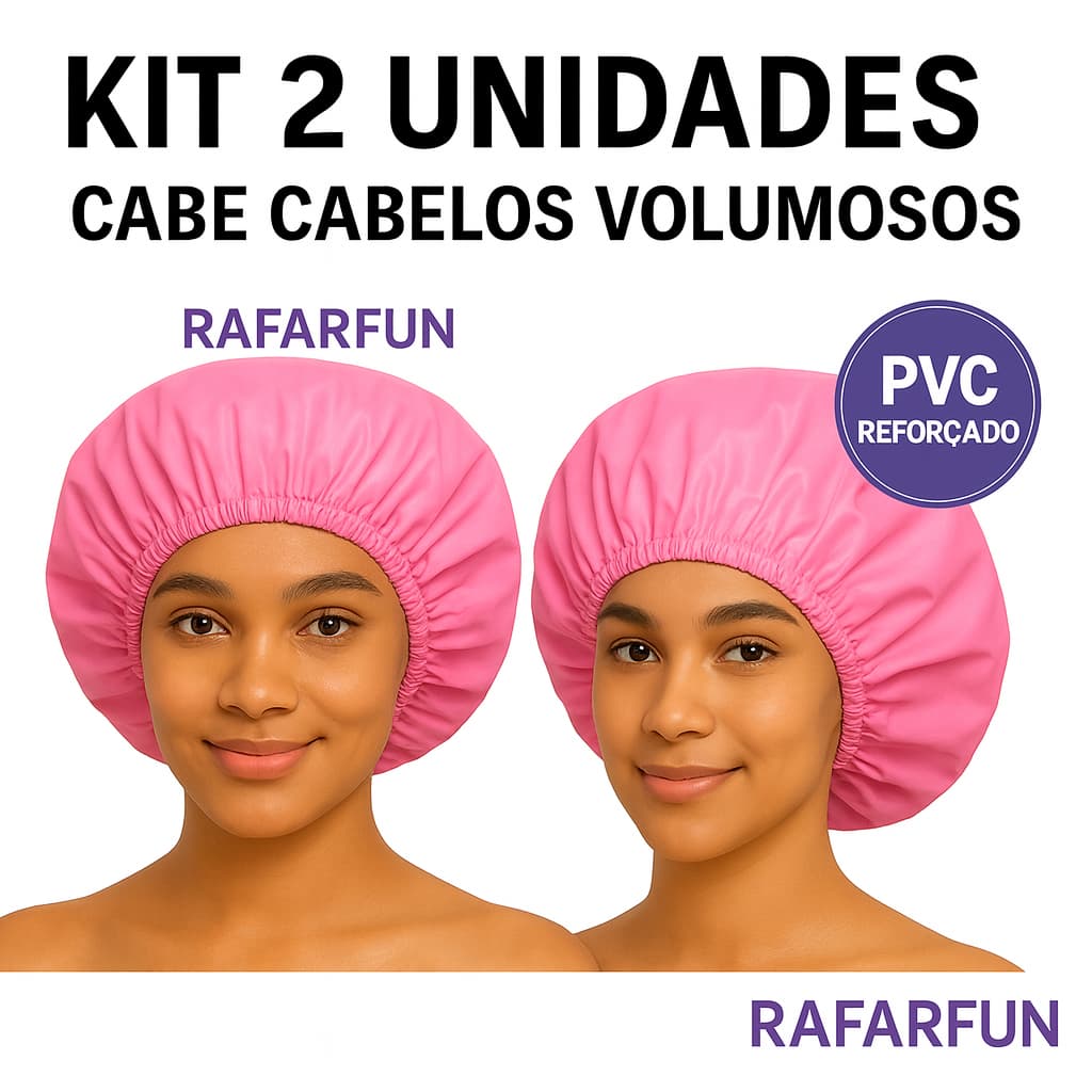 Kit 2 Toucas de Banho PVC Grande Reforçada | Cabelos Volumosos e Cacheados