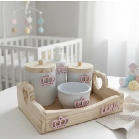 Kit Higiene Bebê Porcelana Nome Personalizado aplique menina