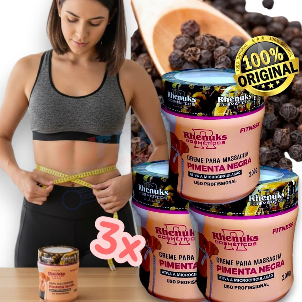 Gel Massageador Pimenta Negra 200g  Original Reduz Medidas Estrias, e Celulites