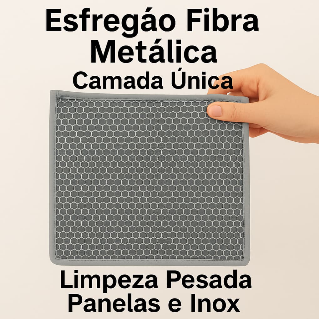 Esfregão Fibra Metálica  1 Unidade – Limpeza Pesada Panelas e Inox