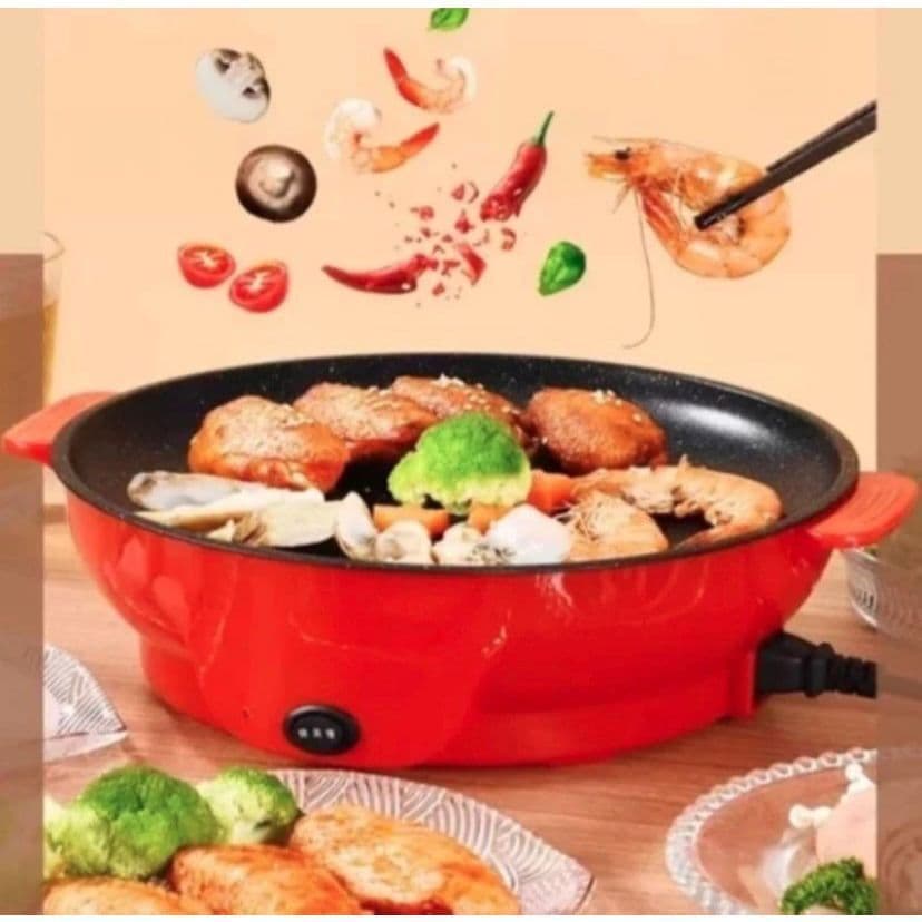 Frigideira Eletrica Antiaderente Chapa Assadeira Grill Multifuncional 600W 110v ou 220v