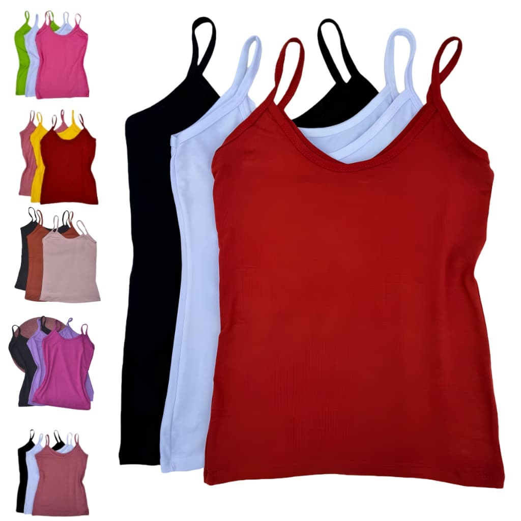 Kit 3 ou 1 Regata feminina Alça Fina Lisa Casual Conforto e Flexibilidade Viscolycra