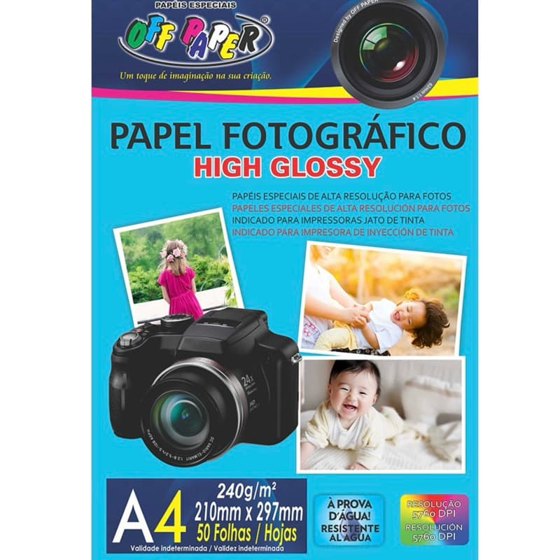 Papel Fotográfico Glossy A4 240 gr 50 Folhas - Off Paper