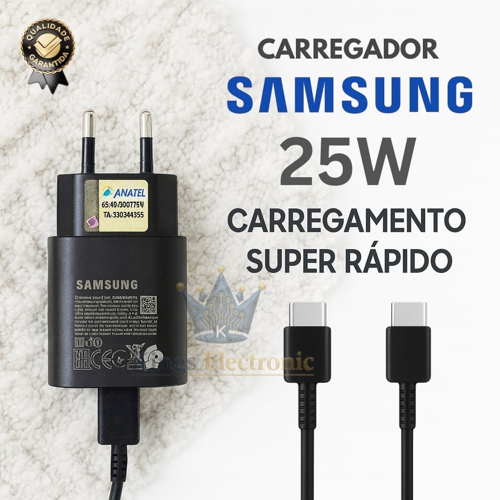Carregador Samsung Super Rápido 25w Tipo C | M23 s24 s23 s22 s21 s20 s20fe a70 a71