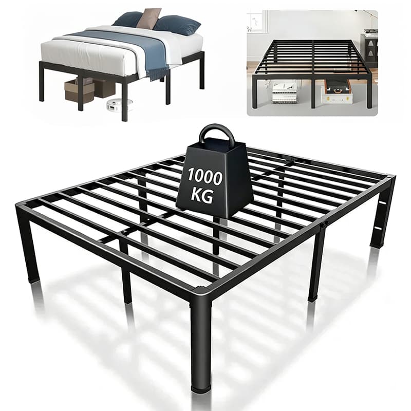 Estrado de Metal Super Reforçado para Cama Casal Suporta 400kg, Rápida Montagem com Ripas de Aço-O17