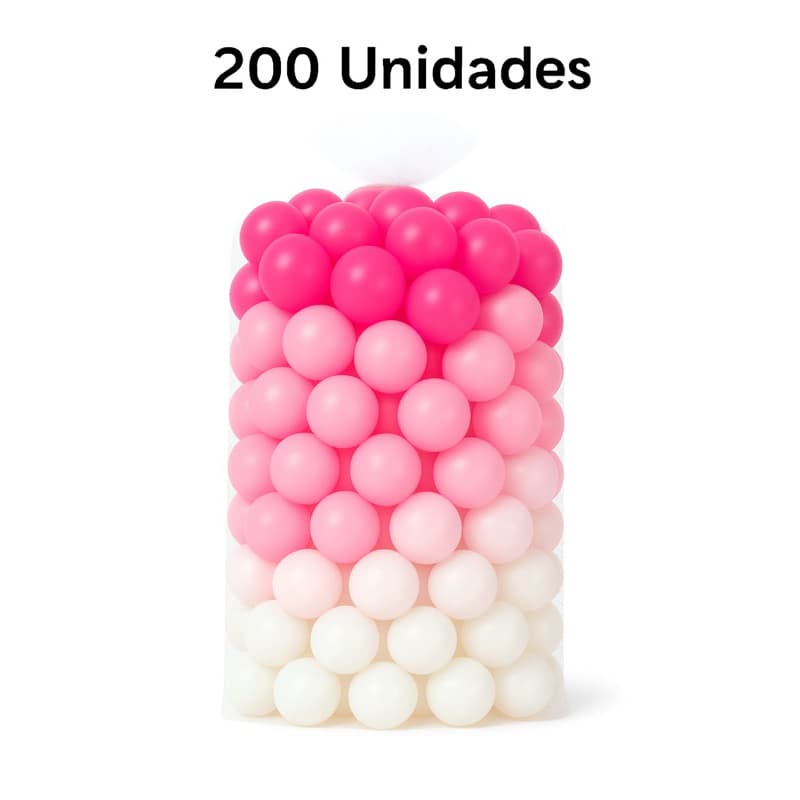 200 Unidades de Bolinha Plástica Colorida Rosa Pink e Branca Piscina Promoção 50, 100 e 200 - Não Amassam