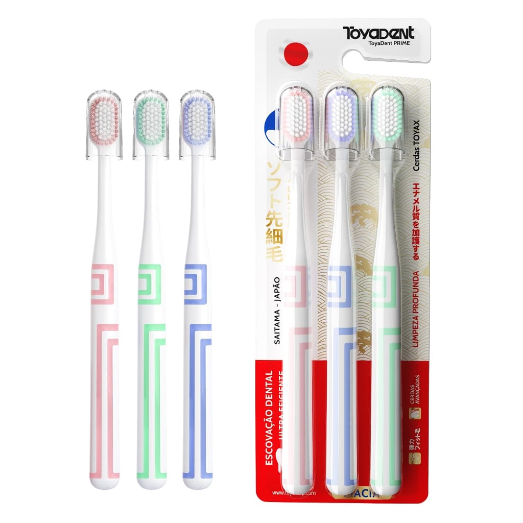 TOYADENT Escova De Dentes Com Cerdas Macias, Para Uso Doméstico/Viagens - 3 unidades