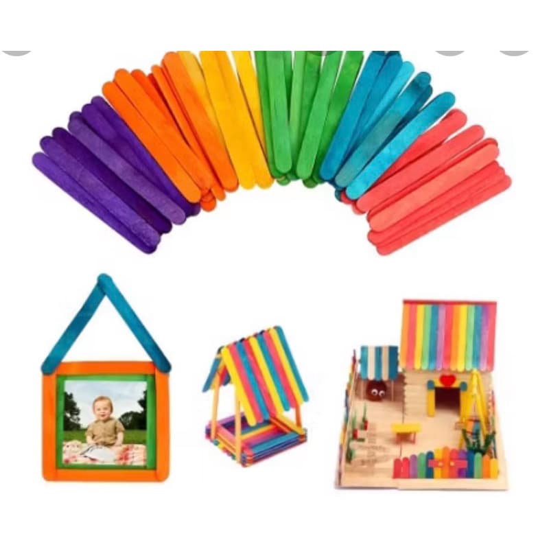 Palito picolé para trabalhos  Escolares  sortidos cores intensa