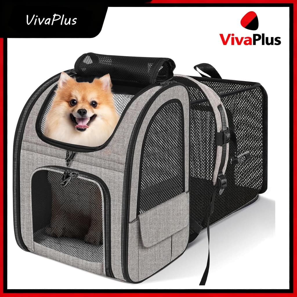 Mochila Transportadora para Cães e Gatos Impermeável com Bolsos e Alça Acolchoada