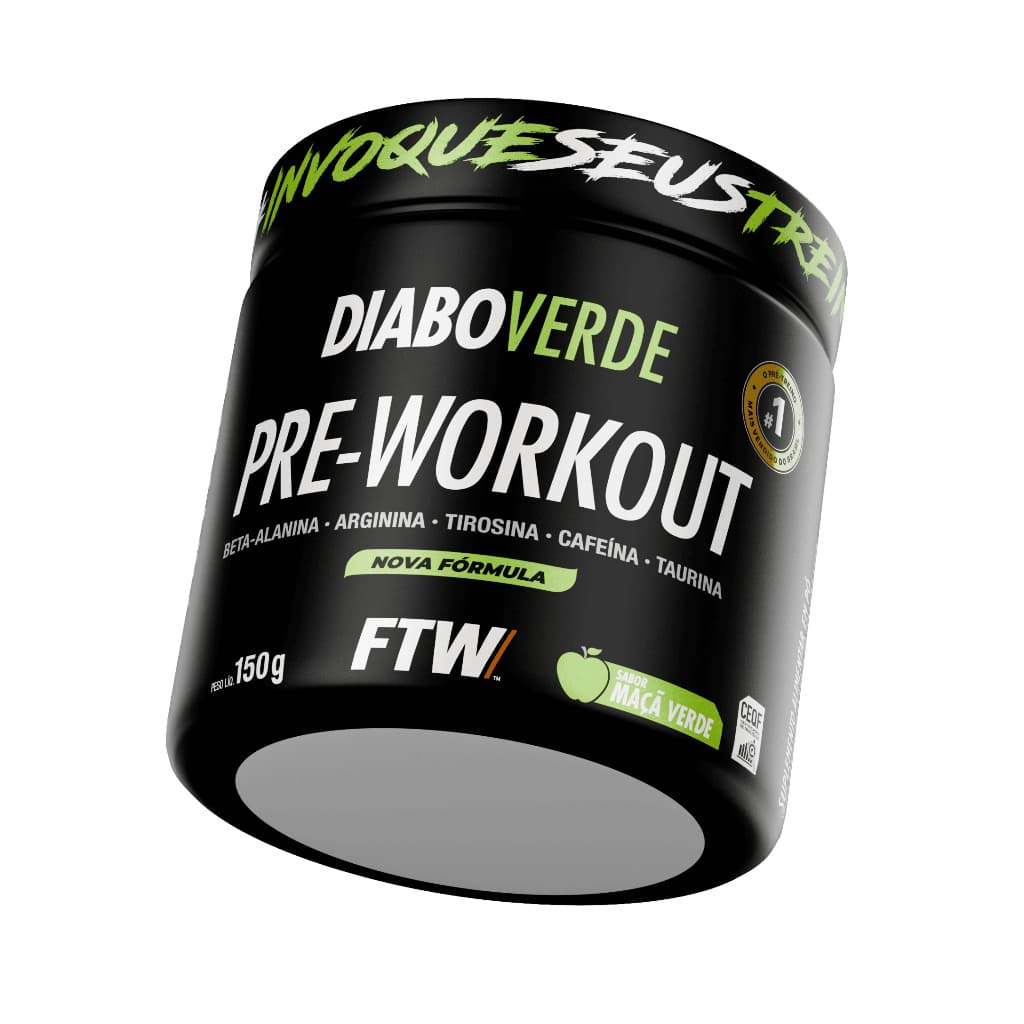 FTW Diabo Verde Pré-Treino #Pre-Workout Pote 150g Energia e Foco com Cafeína, Beta-Alanina Sabores