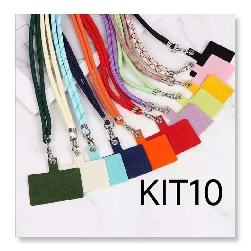 Kit 10 Cordão Para Celular Universal Alça De Pescoço E Pulso
