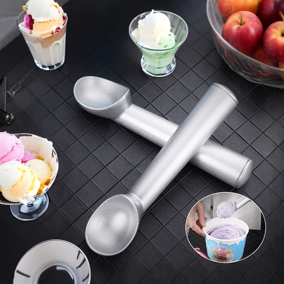 Colher Profissional para Sorvete e Açaí - Grande de Alumínio Resistente