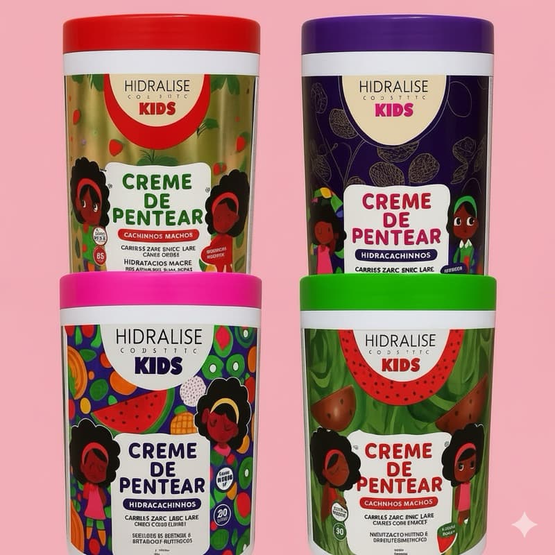 Creme para Pentear 1KG Cachos Sem Frizz Brilhantes Definição Finalizador Cachinhos Kids