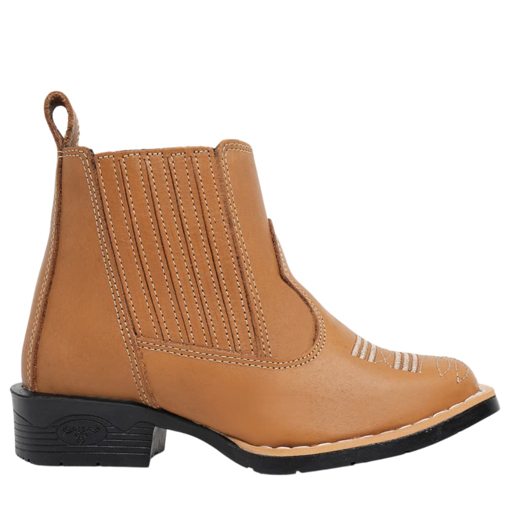 Botina Masculina Infantil Country Couro Bordada Bico Quadrado