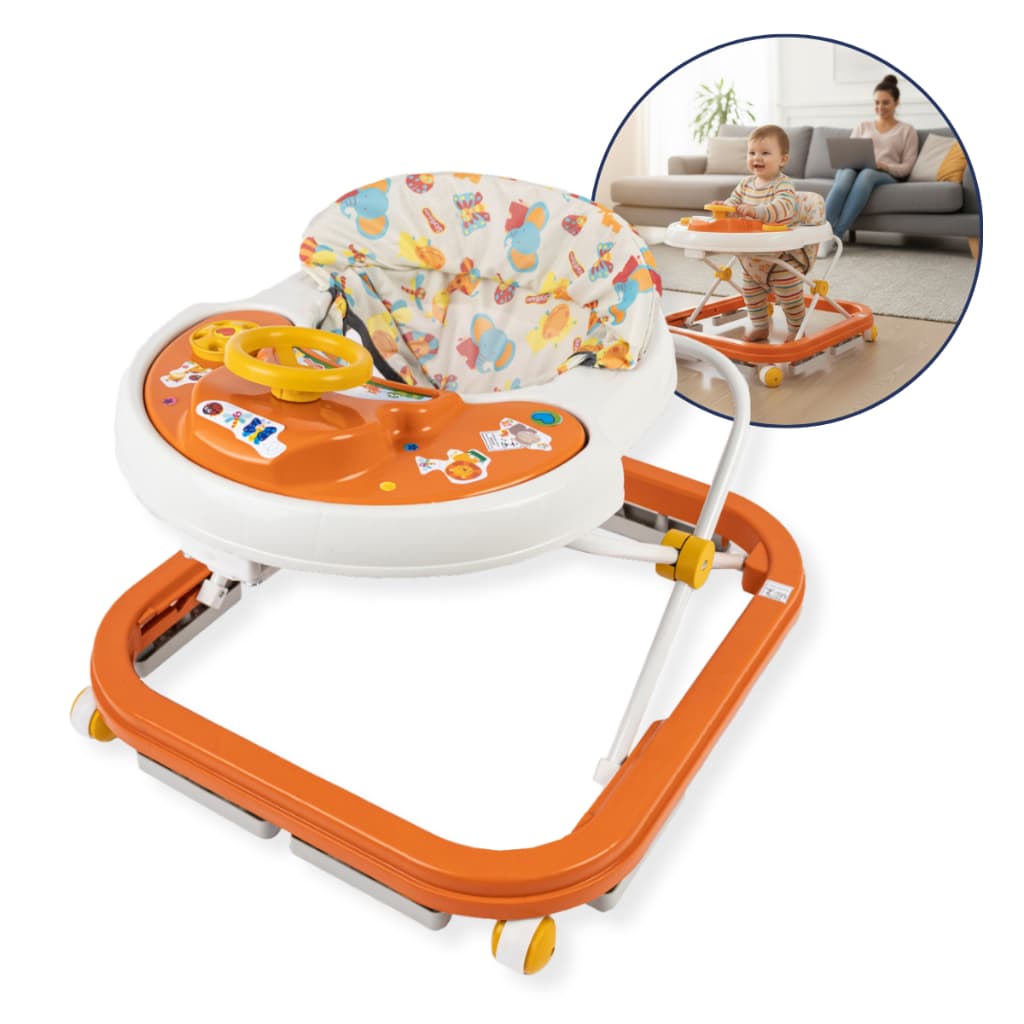 Andador Bebê Infantil Musical Sonoro Menino Menina Laranja Barato