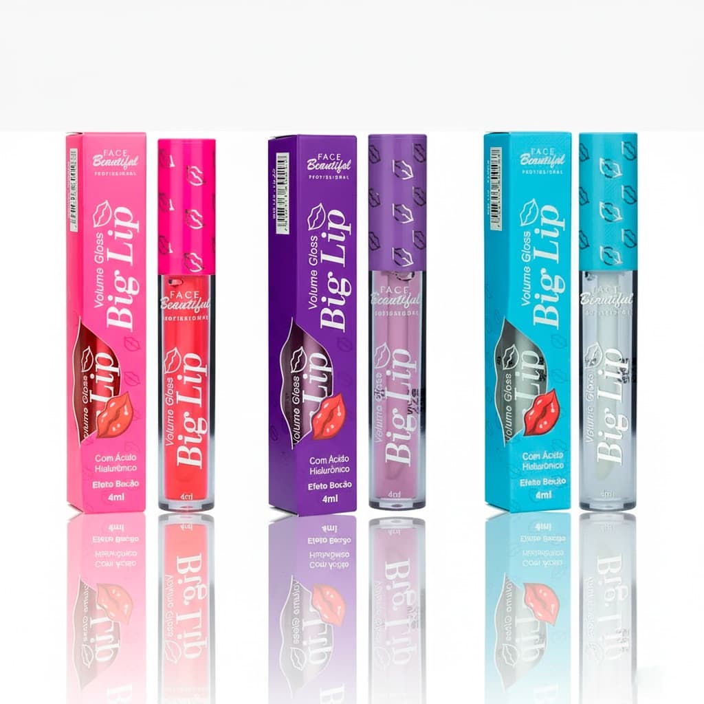 Kit 03 Volume Gloss Big Lip Aumenta os Lábios Face Beautiful 4ml