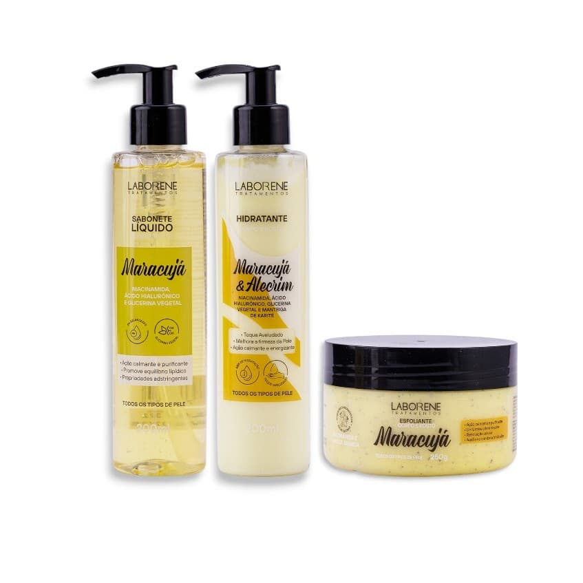 Kit Banho Esfoliante, Hidratante e Sabonete Maracujá/Corpo e Rosto - Laborene