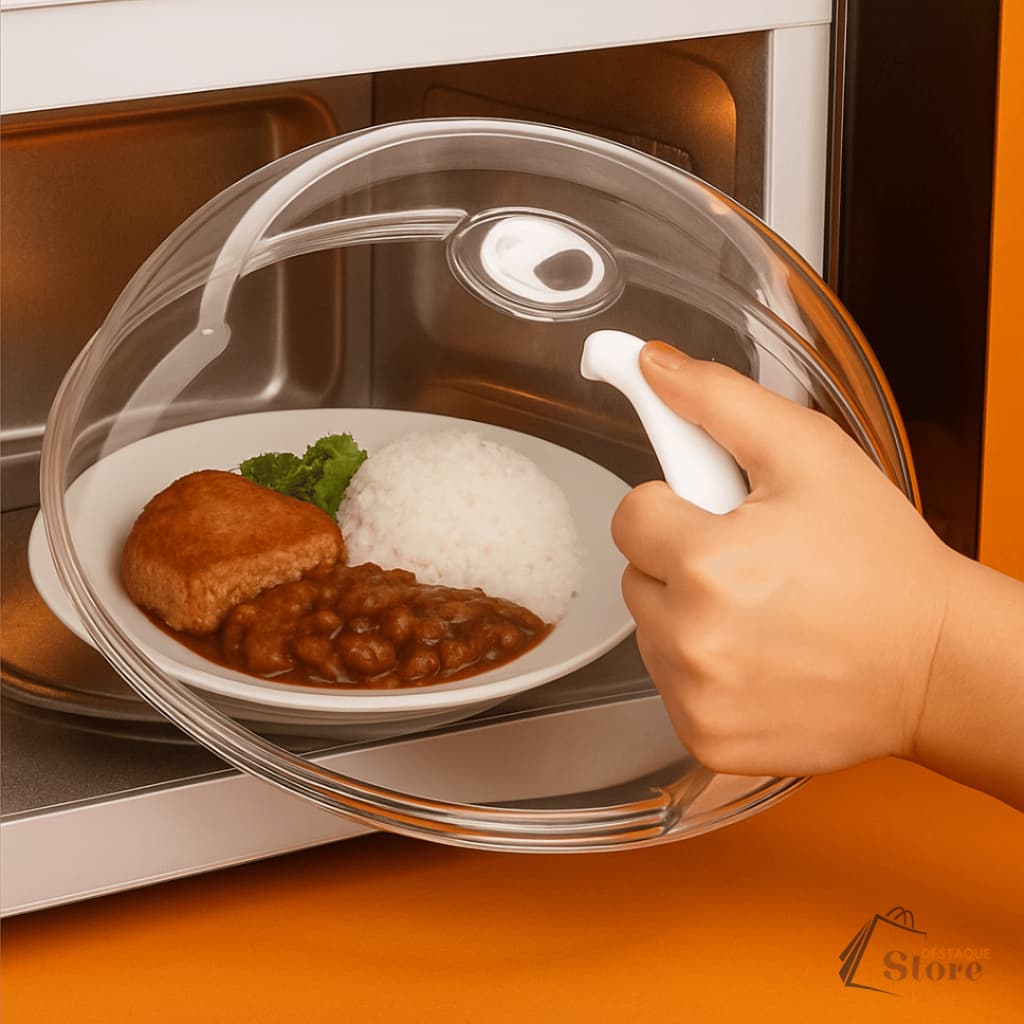 Tampa Protetora Para Microondas Com Alça e Válvula Transparente