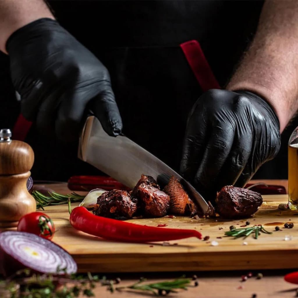 10 Luvas Churrasqueiro Premium BBQ Preta Cozinha Hamburgueria Alimentos Churrasco