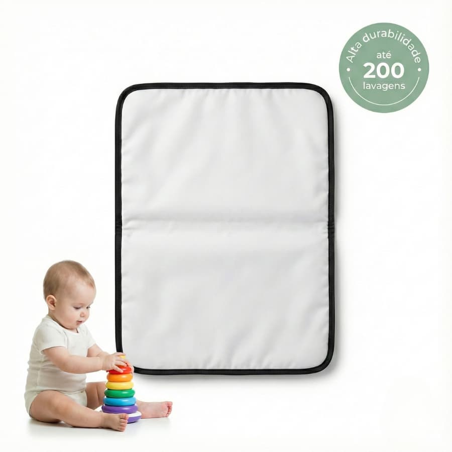 Trocador Portátil 100x70 Bebê Absorvente Impermeável Multiuso - Branco  - LUMI