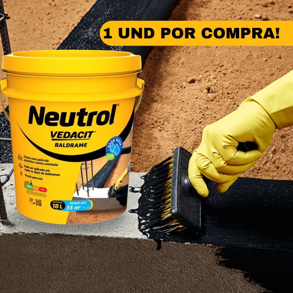 Impermeabilizante Baldrame Pintura Asfáltica Neutrol Vedacit 18L Concreto Secagem Rápida Argamassa
