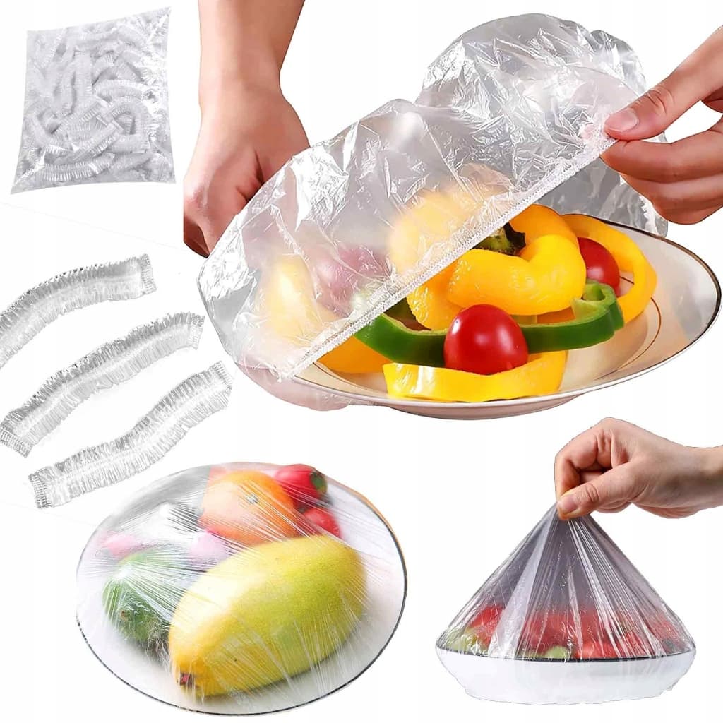 Kit Tampa Descartável Protetor Alimentos Capa Elástica Plástico Saco Flexível Prato Panela Potes