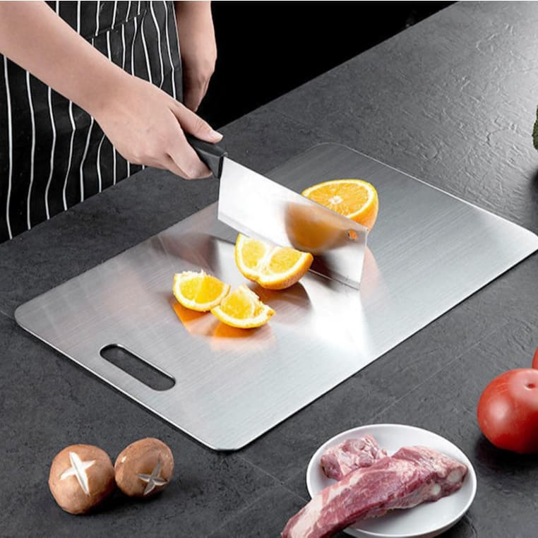 🔪Tábua de Corte Profissional em Aço Inoxidável 304 - 1.2mm Antimofo e Antibacteriano, Ferramenta Essencial para Cozinha