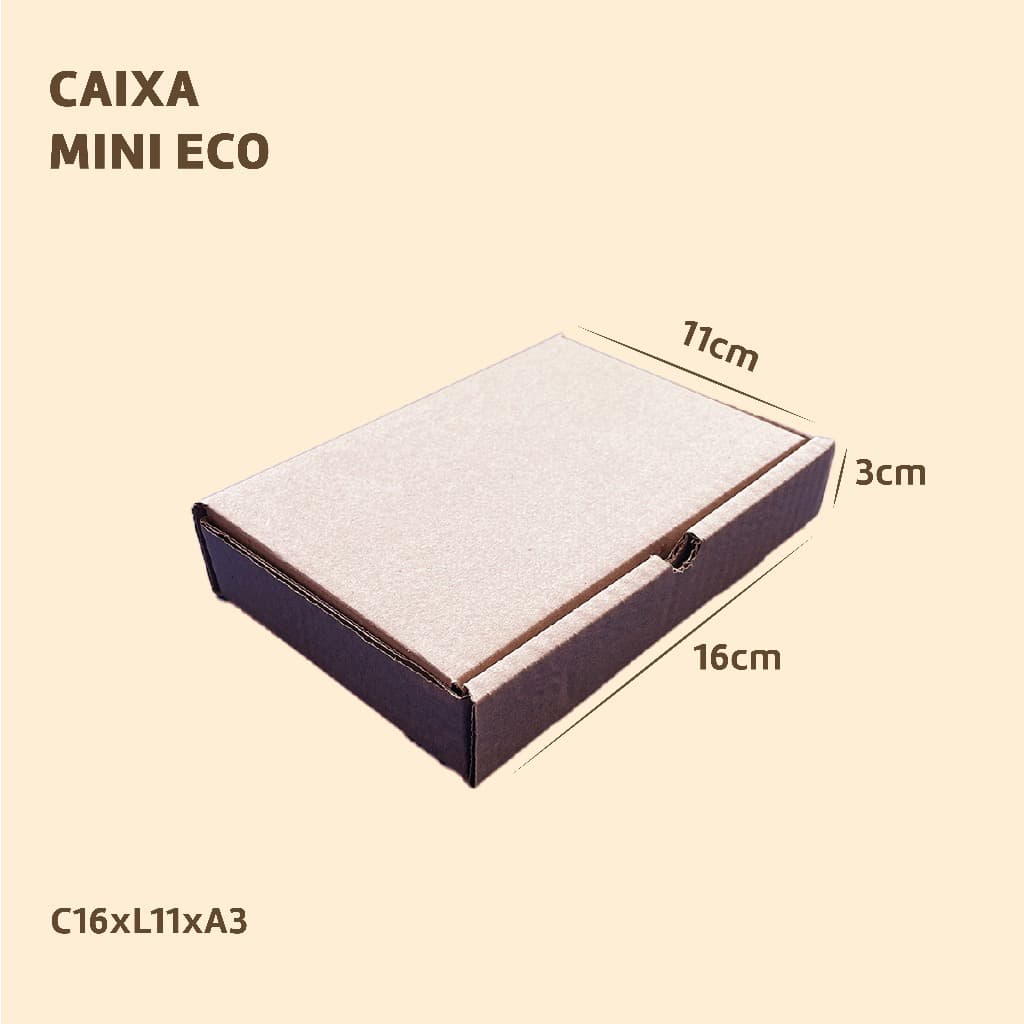 50 Caixa de Papelão Mini Envios 16x11x3 Embalagem Pequena Sedex Correios Para E-commerce Kraft Forte