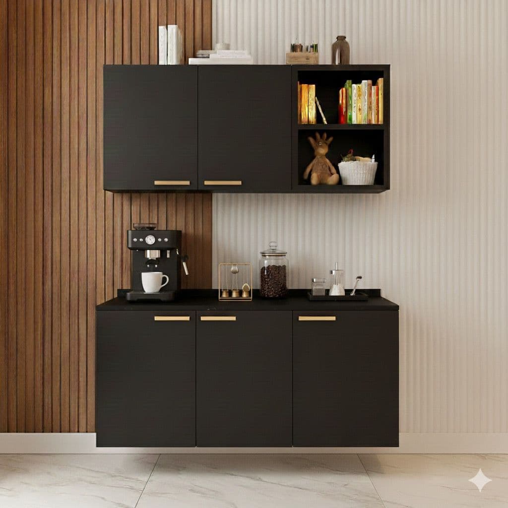 QUEIMA DE ESTOQUE - Armário Suspenso + Balcão de Parede Para Cozinha Sala