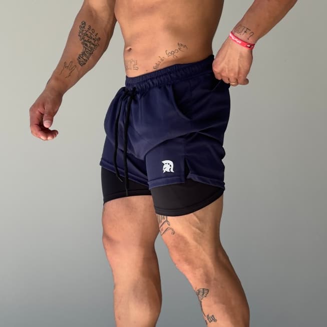 Bermuda 2 em 1 Spartan Compressão Academia e Treinos Pesados