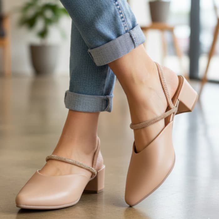 Scarpin Mule Feminino Casual 2 em 1 Social Confortavel Elastico Traseiro Salto Baixo Grosso Bloco