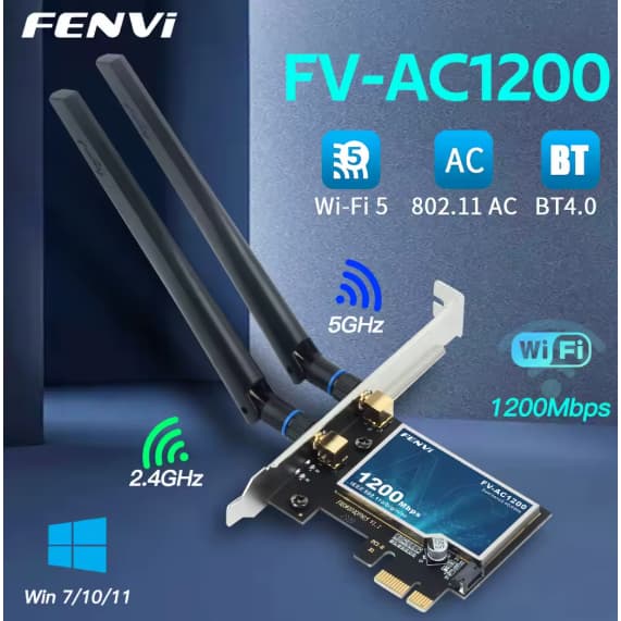 Placa de rede wi-fi e Bluetooth Fenvi Wireless Network Fv-ac1200  Dual Band