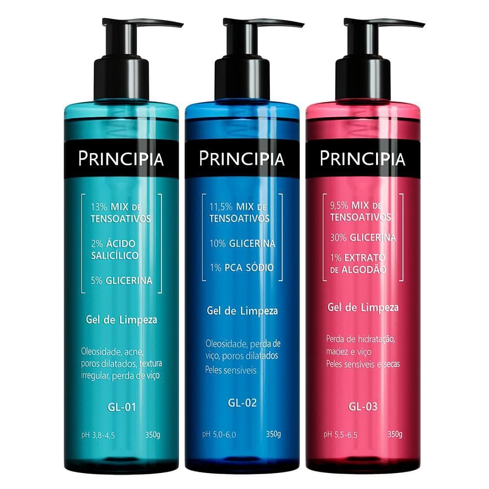 Principia Kit Trio Limpeza Facial Personalizada c/ GL-01 + GL-02 + GL-03 350g