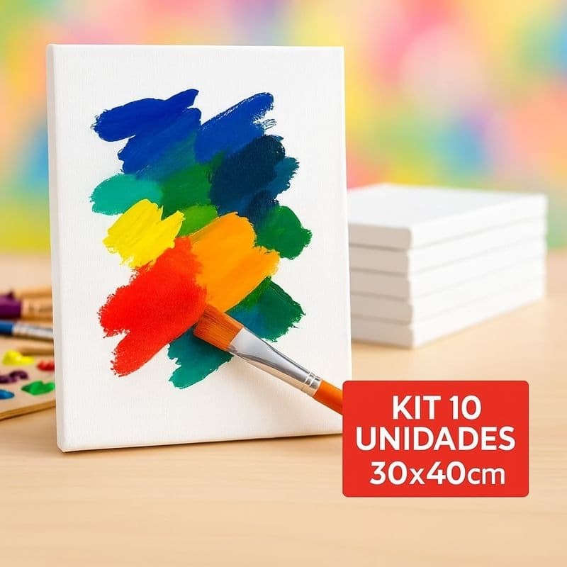 Kit 10 Telas De Pintura 30x40 Algodão Óleo Acrílica Tinta Guache
