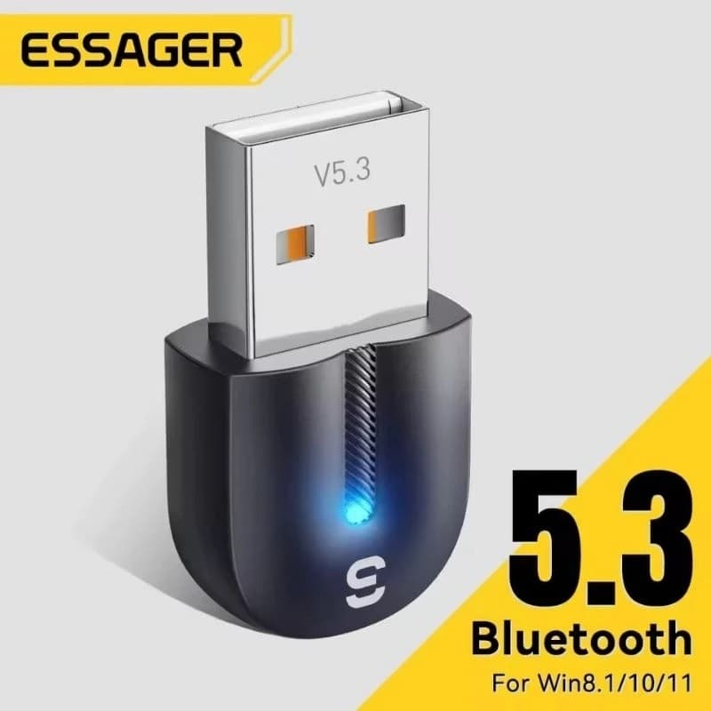Adaptador Bluetooth Essager USB 5.3 Computador Fone de Ouvido Teclado Mouse