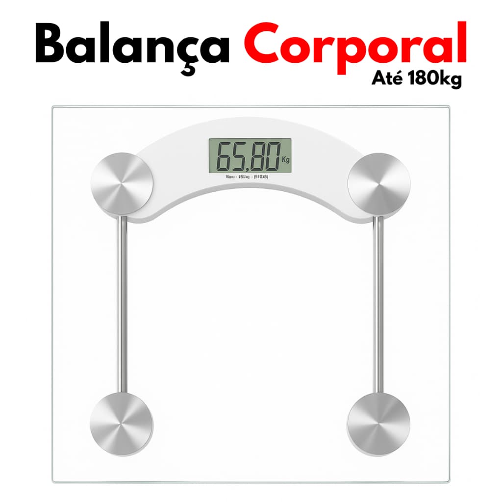 Balança Digital Corporal Alta Precisão Antiderrapante Vidro Temperado Até 180kg