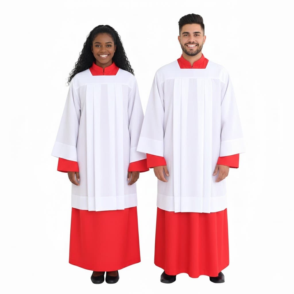 Traje Litúrgico Coroinha Infantil e Adulto – Túnica e Sobrepeliz