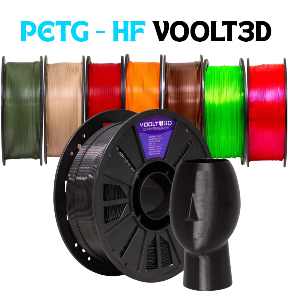 Filamento PETG HF High Fluidity Premium Para Impressora 3D 1kg 1,75mm Varias Cores Nacional Voolt3D