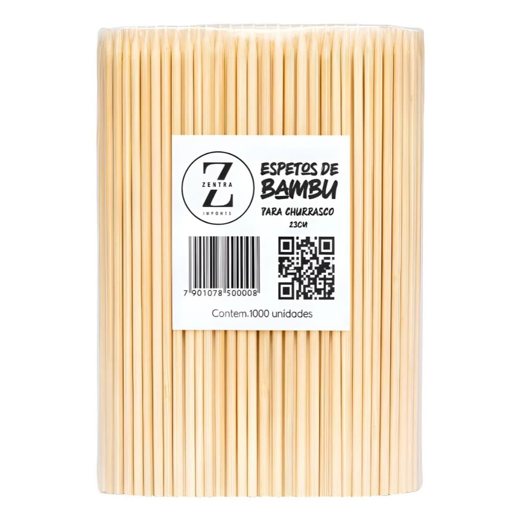 1000 Palitos De Bambu Espeto P/ Churrasco 25cm - Forte