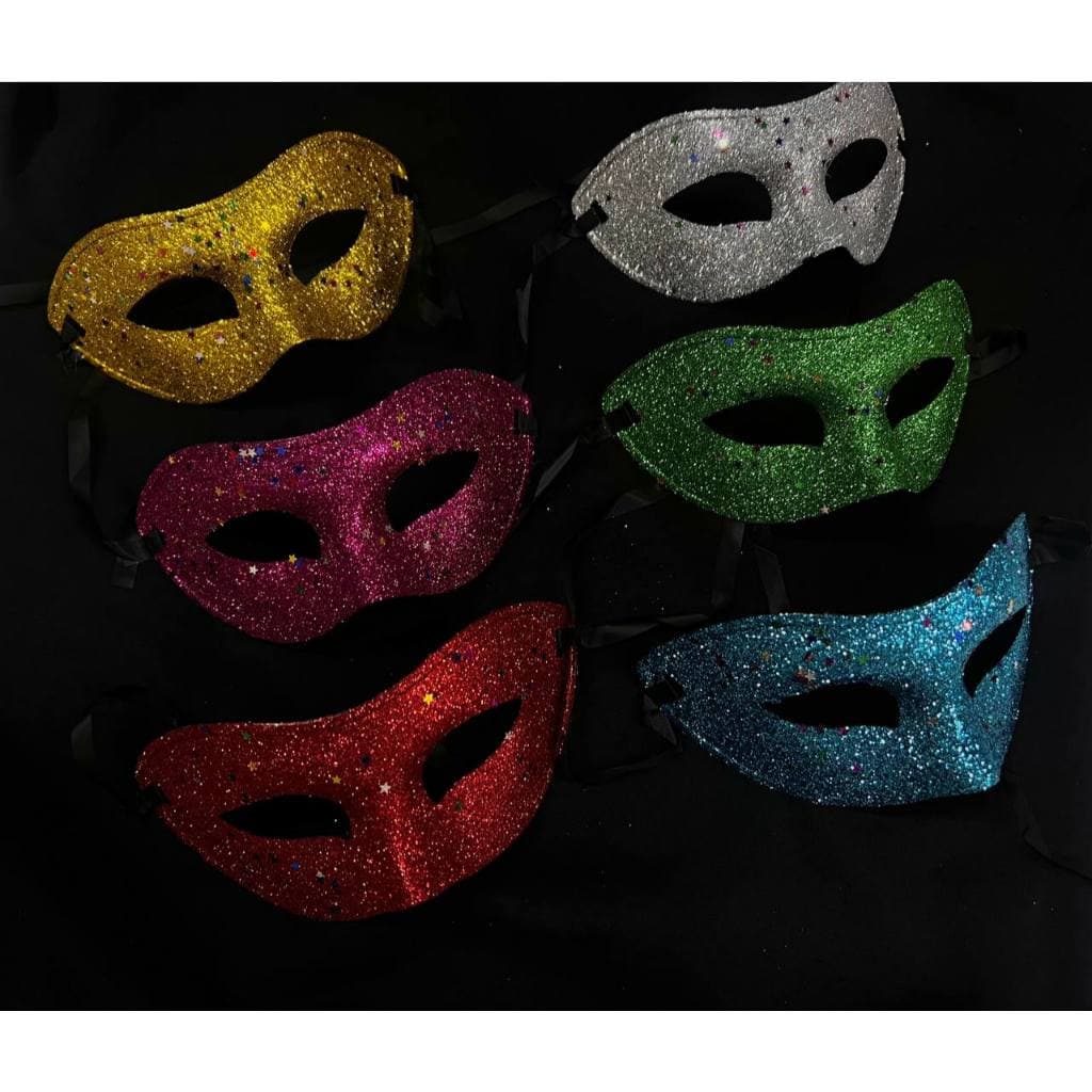 Máscara Brilho Glitterizada Festa Carnaval Fantasia Verde Vermelho Rosa Dourado Branco Azul