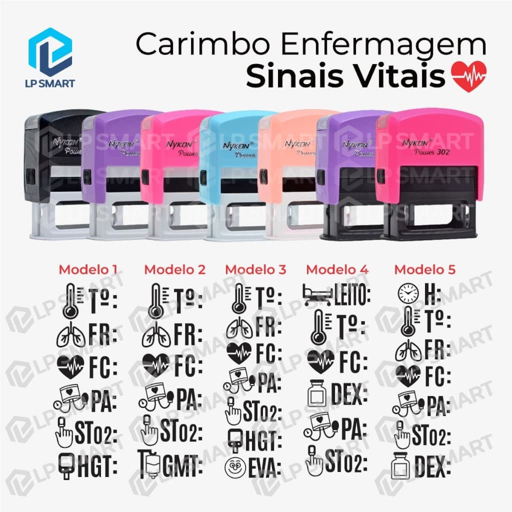 Carimbo Enfermagem Sinais Vitais Automático Anotações Prontuário Médico Profissional de Saúde